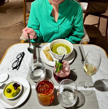 Mrs. M enjoys the soups.
I am strictly there for the Champagne and Gin.

On a recent visit I had publicly tell some obese Australian woman to quiet down on her phone. It was met with claps from the more meek patrons. Her embarrassment led to her departure from the tables. 

Ahhh.. the memories.