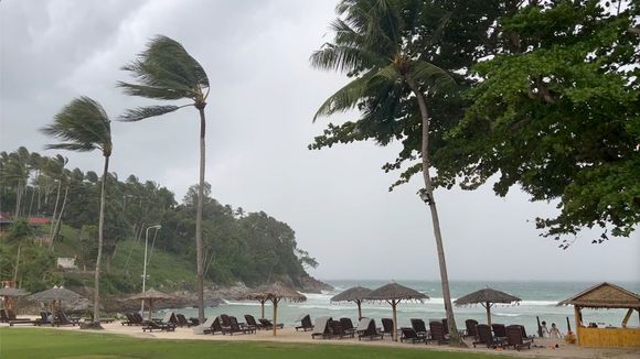 The private beach in the brief moment it wasn't actually raining
