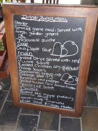 Dinner menu