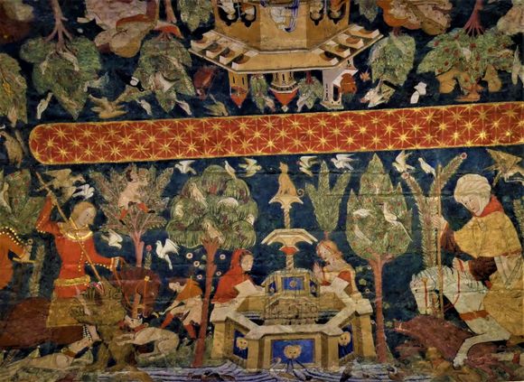 Chivalrous scenes and virtues of sacrifie, courage and generosity.  -  Hall of the Kings.