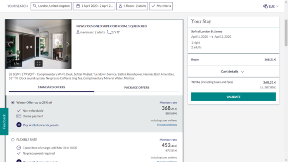 When you click to select the room, it offers points as a payment option.
