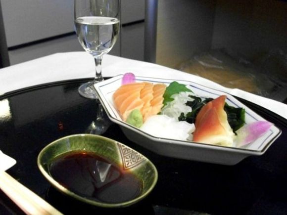 Salmon, squid, and surf clam sashimi