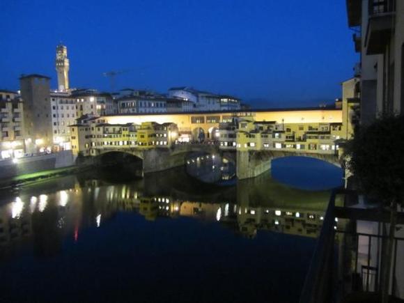 View of Ponte Vecchio from room at Hotel Lungarno.