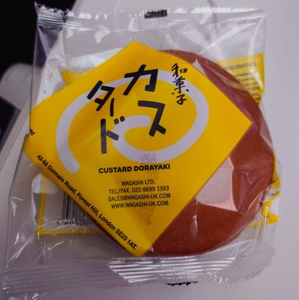 A custard dorayaki midflight snack