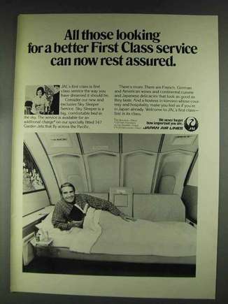 JAL First class sleeper flat beds 1980s