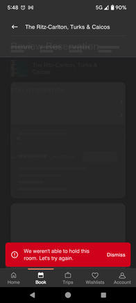 Error loop when selecting room