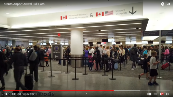Through the doors to line up and find a kiosk to clear customs declaration