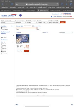 Flight Pass cost with just Manchester selected