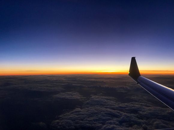 Somewhere above the clouds at sunset
