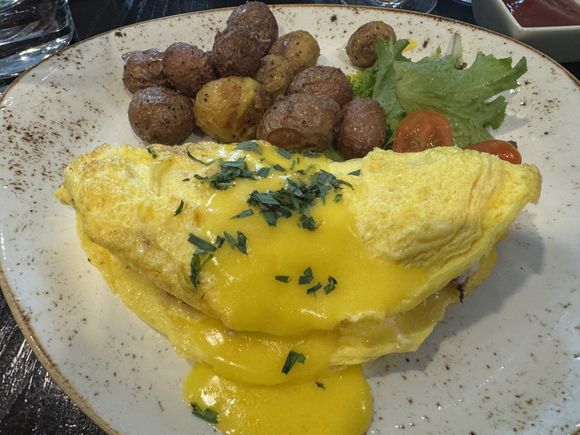 Crab omelets at HR Bellevue, WA is not too bad.