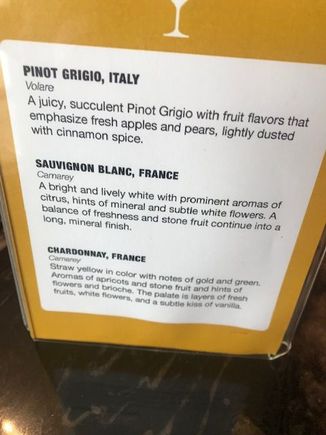 TK lounge white wines
