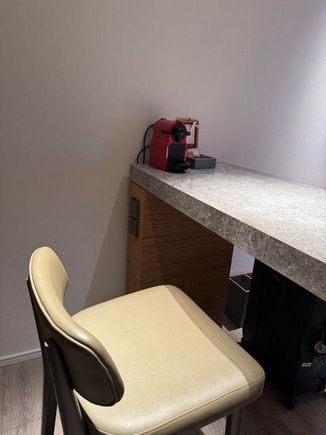 kitchen counter top used as desk