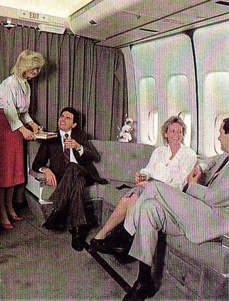 There was originally a lounge area in tye 747 nose section as well as a bar.