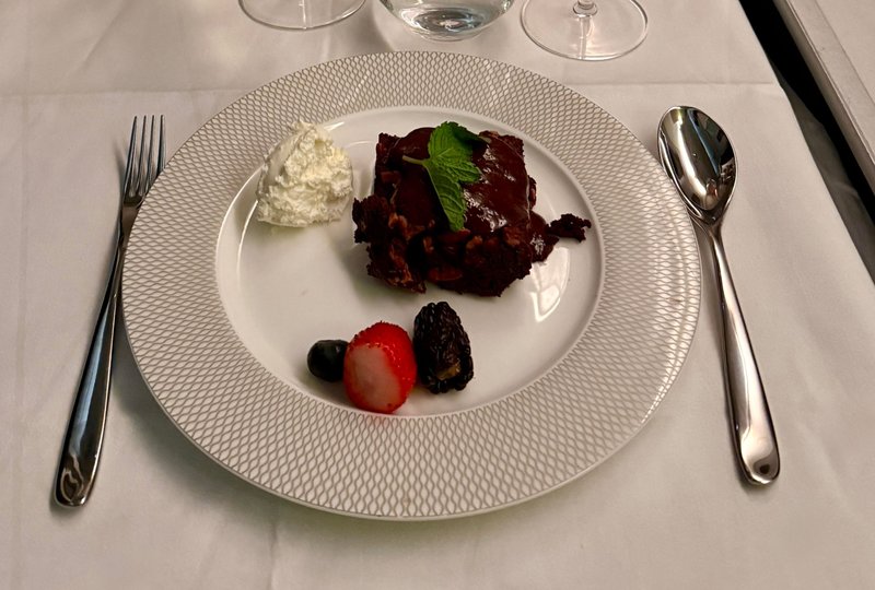 Warm chocolate pecan brownie