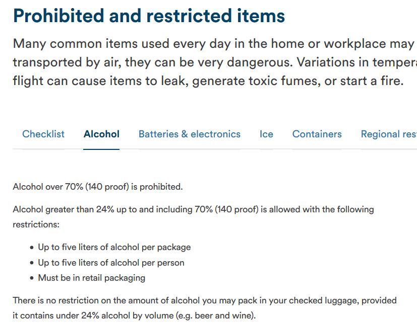alaska airlines restricted items