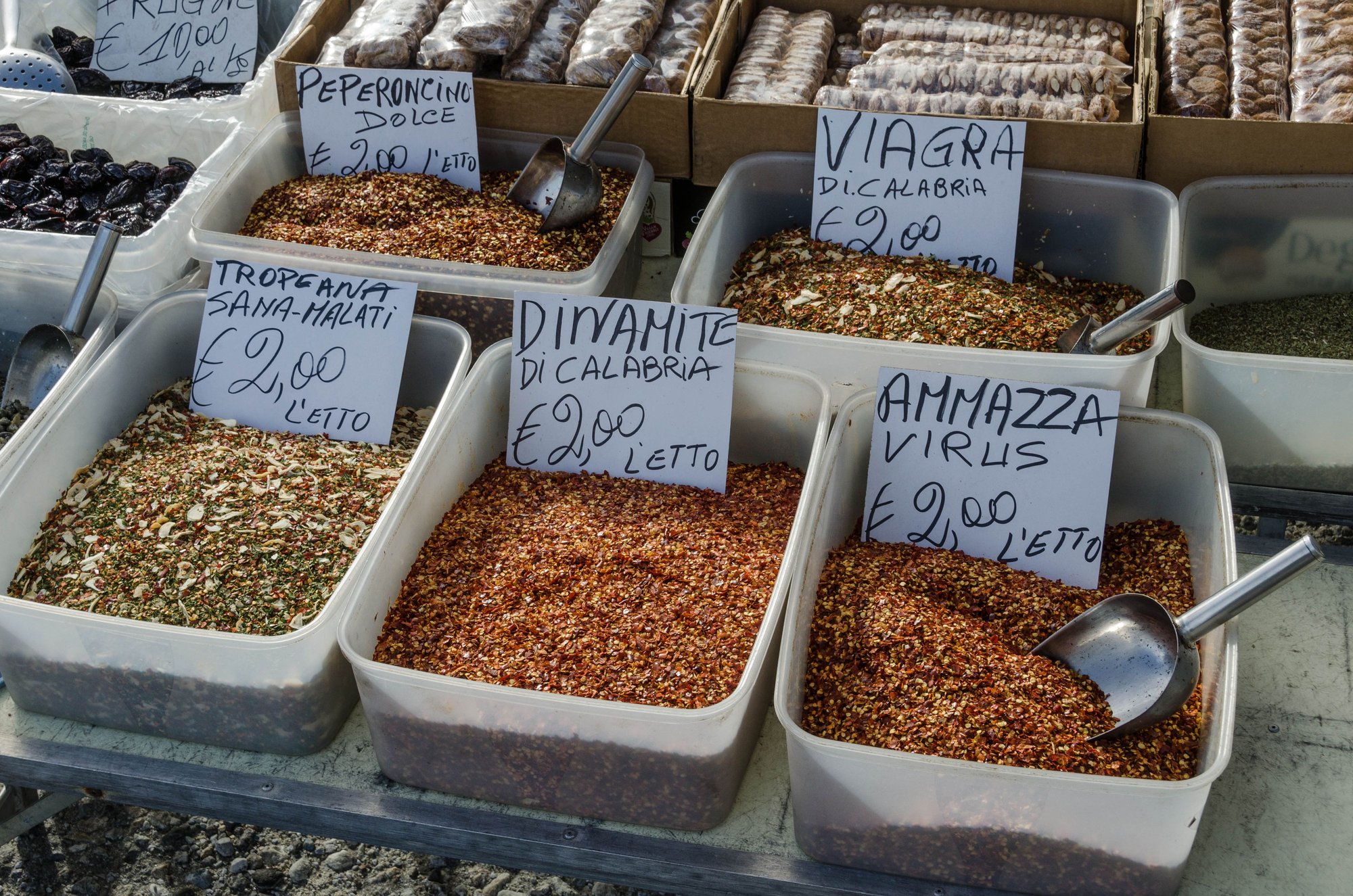 Spices aplenty at Tropea market.