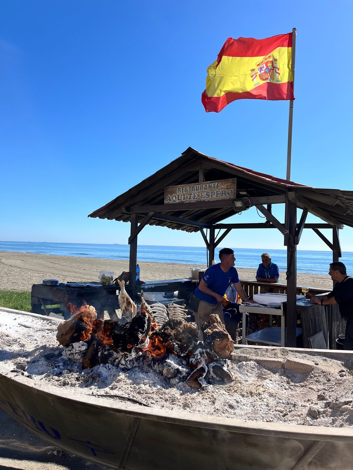 open charcoal fire on the