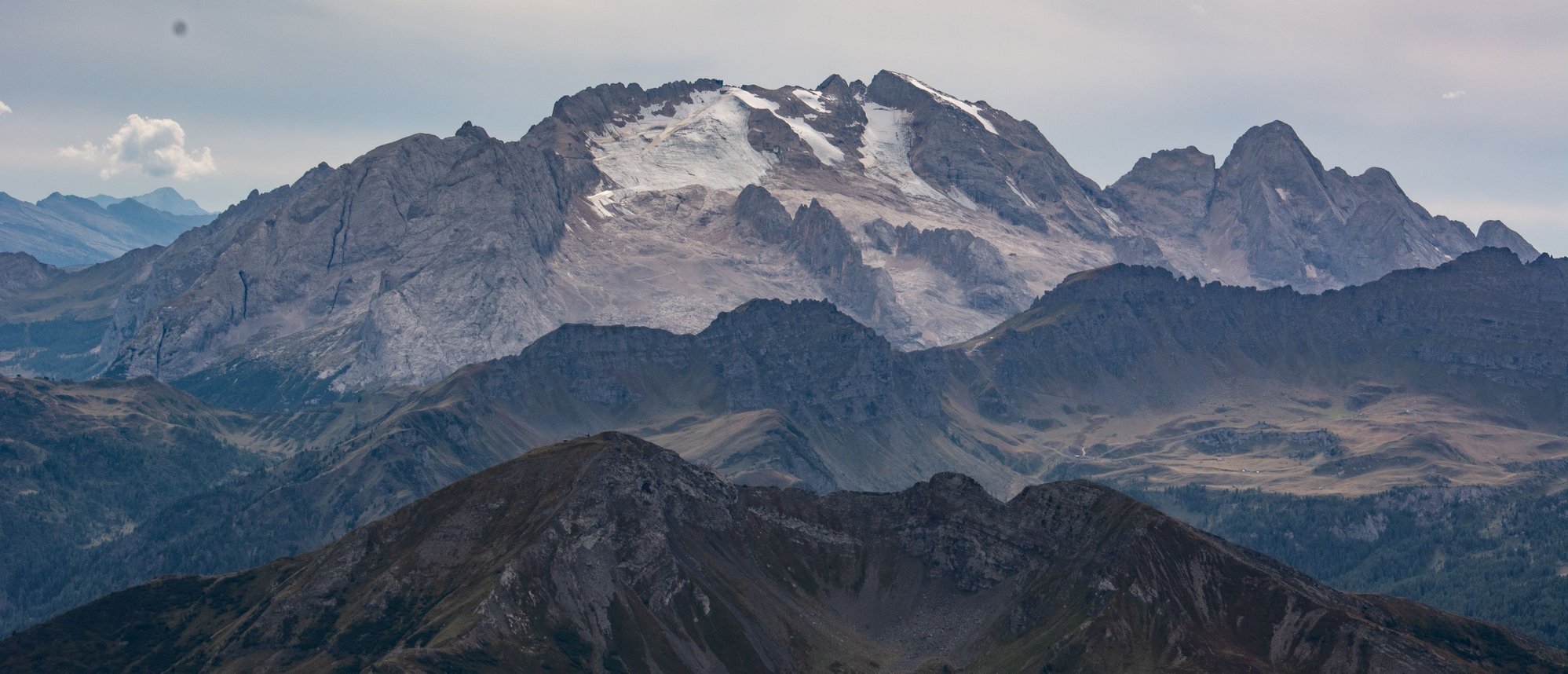 Marmolada zoomed from Lagazuoi path