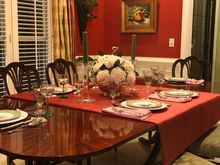 Every day dishes and flatware but dining room makes it feel festive


