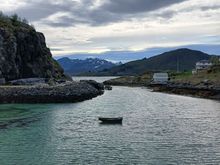 Lonely boat in the sheltered bay