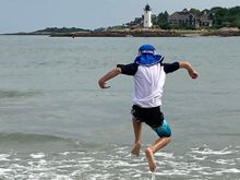 low tide at Wingaersheek beach with Annisquam Lighthouse in the background 