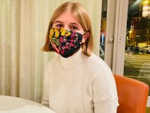 Kate at dinner. We went to Comice. 