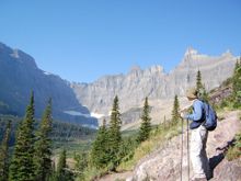 On the trail to Iceberg lake on the far side 
