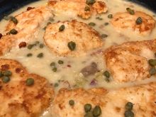 
Chicken pieces added back in after sauce thickened, capers added for acidic finish.  Will serve with pasta and salad.  If I get my second wind I will make bruschetta to have with our 5 pm cocktail.  (Mother is here, cocktail hour has been reinstated)