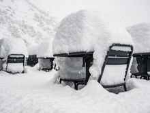 Terrace of a restaurant in the Rhone Valley, 600 metres above sea level