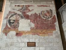 A small bit of the original frescoes - photography prohibited in the more elaborate painted rooms 