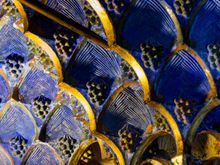 The eccentric building is known colorfully-tiled Moorish tiles.