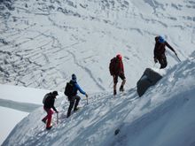 Trekkers on the ice field