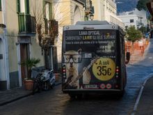 Time for a castle tour. Bus #7 will take you from Porto down to the terminus in Ponte i.e. at the foot of the bridge. The Aragonese Castello will appear right before you, perched 113 meters atop its own trachytic rock islet. An isle within an isle. Note the bass-playing llama on the bus promo.