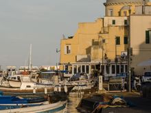 Procida was the 'City of Culture Euro 2022'. Of course, its an island not just one city. Seen above: Porto di Marina Grande's lovely church S. Leonardo, the first of many colorful buildings that we'd see on this day.