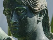 The statuary in the hotel/restaurant's lawn includes stone (Leda with her swan) plus bronze. Here is Flora, the goddess of flowers and also spring.
Signs remind visitors that all orchids found onsite, wild or otherwise, are protected by law and that picking any is forbidden.