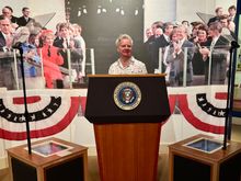 Trying to look Presidential