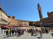 The huge Piazza del Campo, where the Palio horse races are held twice a year.