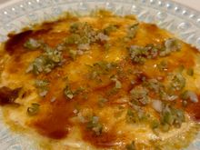 Can you imagine an ensaladilla with a bruleed top coat????  As incredible as it sounds, a snack before our paella (I also ordered two Denia prawns before the rice)