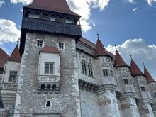 Corvin Castle and its very long footbridge