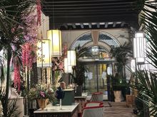 Lobby with reception desk at far left