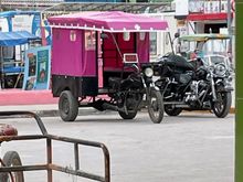 The pink taxi, actually one of the nicer taxis in town.