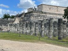 Side shot of the Temple of Warriors and some the columns