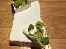 Named "hierbas," (herbs) on the menu, this was a wedge of something frozen and delicious, presented on a cold ceramic block and covered with delicate leaves of herbs, flowers and vegetables.....it was fantastic, and we were given napkins soaked yuzu-sencted water to wipe our hands!!!   A little different than the usual dinner at the ekscrunchy household!!!  But all was presented with no pretension and we felt so at home.