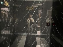 Front door--no doorknob..open with card