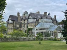 Walking up to the start of the gardens past Bodnant Hall