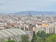 View from an outlook on Montjuic. You can see Sagrada Familia in the distance; it's scale is just amazing!