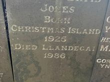Slate headstone - I wonder how/why he was born on Christmas Island?