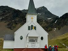 Lutheran church built in 1914 for the Griviknak whale workers (400 during heyday of whaling operations) and extensively rehabbed in 1990s. Services very rarely held as the only inhabitants now are 4 British employees who assist with the tourism.