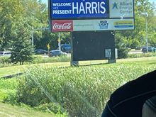 On the shuttle, the marquee that greeted us at the Alliant Center. 