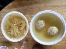 Simple meatball soup on the right 